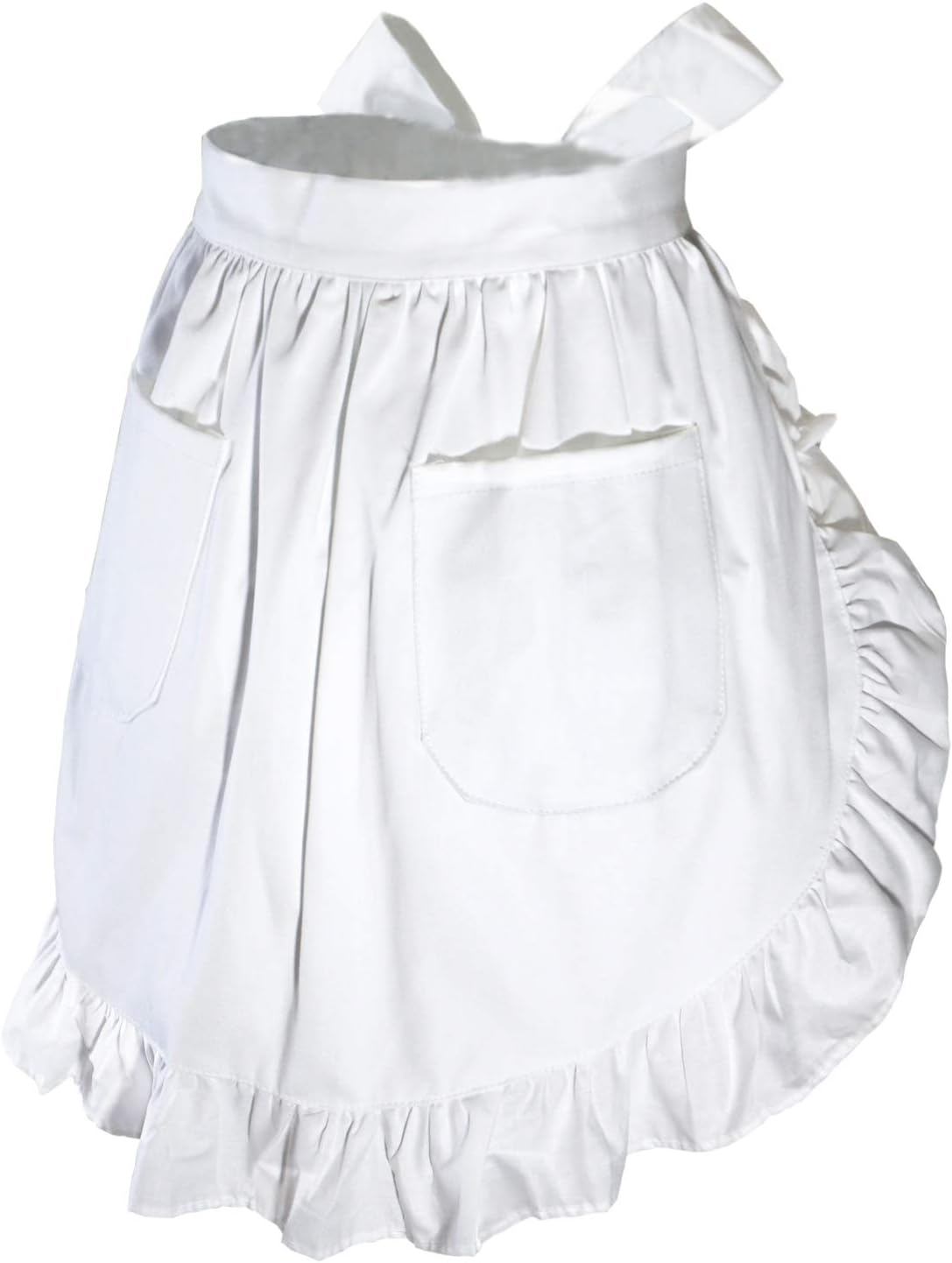 Waist Apron Cute Retro Vintage Half Apron Cooking Kitchen Ruffle Maid Apron with Pockets for Women