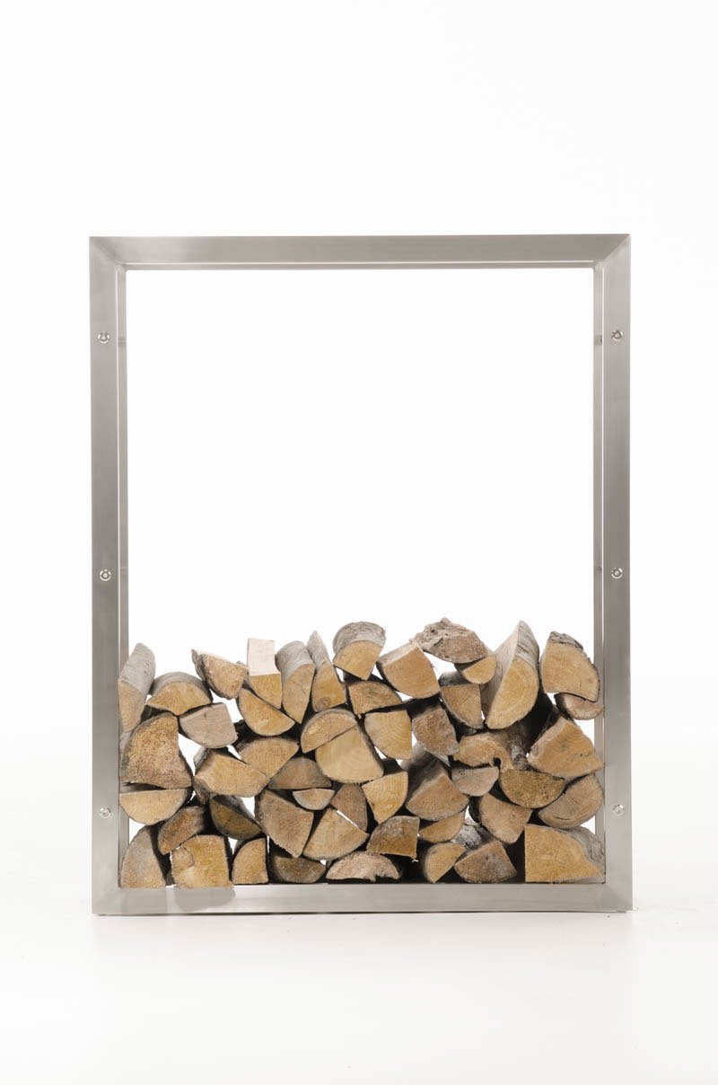 CLP Scaffale Legnaia Keri in Robusto Acciaio Inox per Camino I Portalegna da Interno per Caminetto I Supporto Legnaia Design Soggiorno, Dimensione:25x80x100 cm