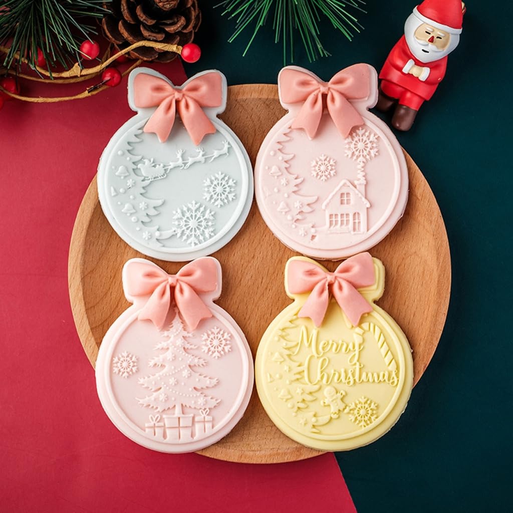 DUORUI 3 stampi per biscotti natalizi per torte e biscotti, fondente in plastica, motivo albero di abete per bambini, strumento di cottura fai da te per decorare feste