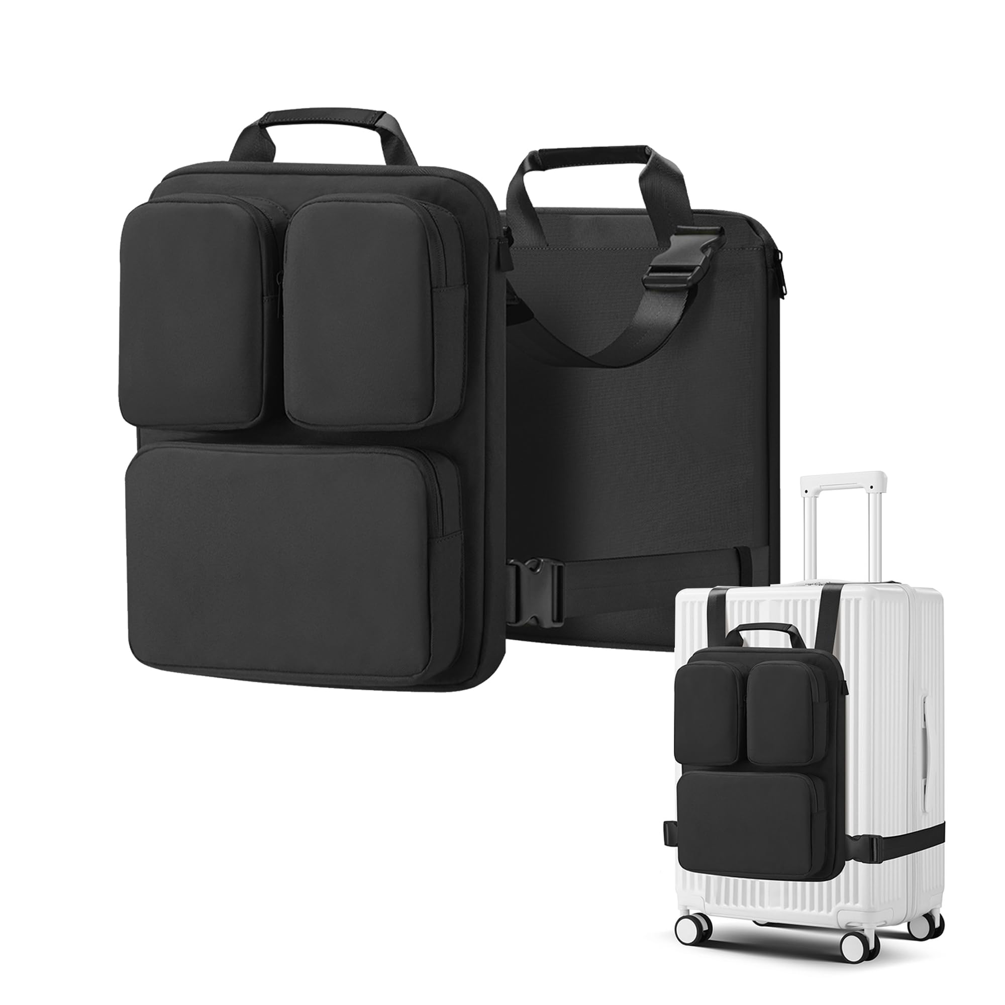 auvstar Koffer Zusatztasche, 900D Oxford Stoff Abnehmbare Koffertasche mit Laptopfach, Gepäck Erweiterungstasche für 20-32 Zoll Koffer, Reise Tasche für Geschäftsreise & Urlaub
