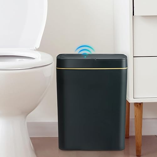 Domensi Cubo de basura automático de 4.75 galones con tapa, cubo de basura inteligente con sensor de movimiento, cubo de basura delgado de plástico