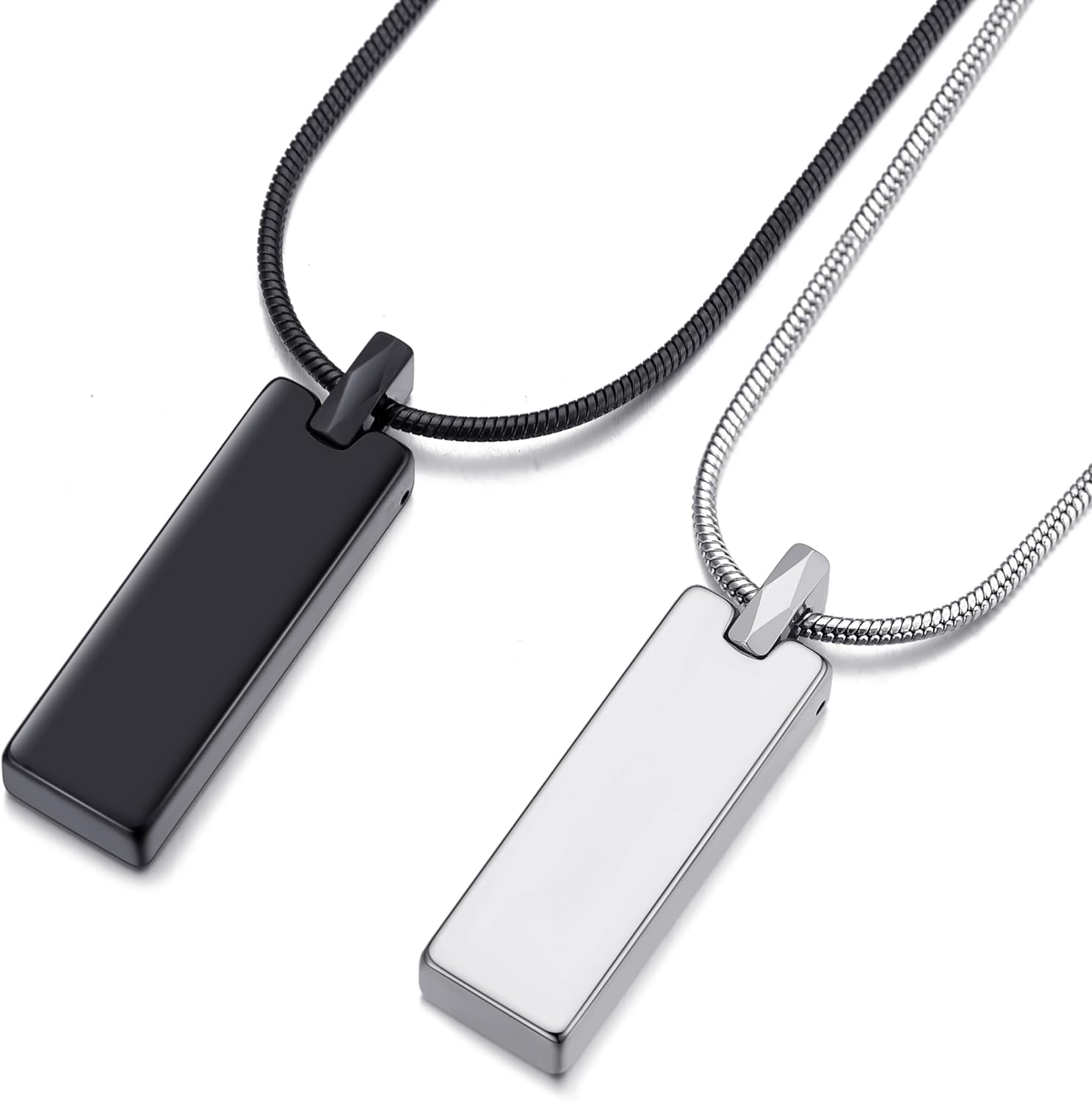 Tungsten Steel Bar Pendant Necklace for Men Simple Geometric Tungsten Carbide Pendant with 24 Inch Snake Chain - Image 6