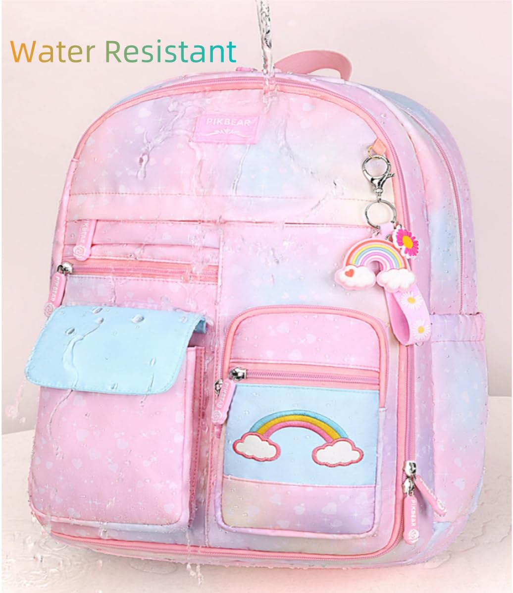 Girls Backpack, School Backpacks Rainbow Student Backpa,Kawaii Kids Backpack,Book Bag for Elementary Primary School