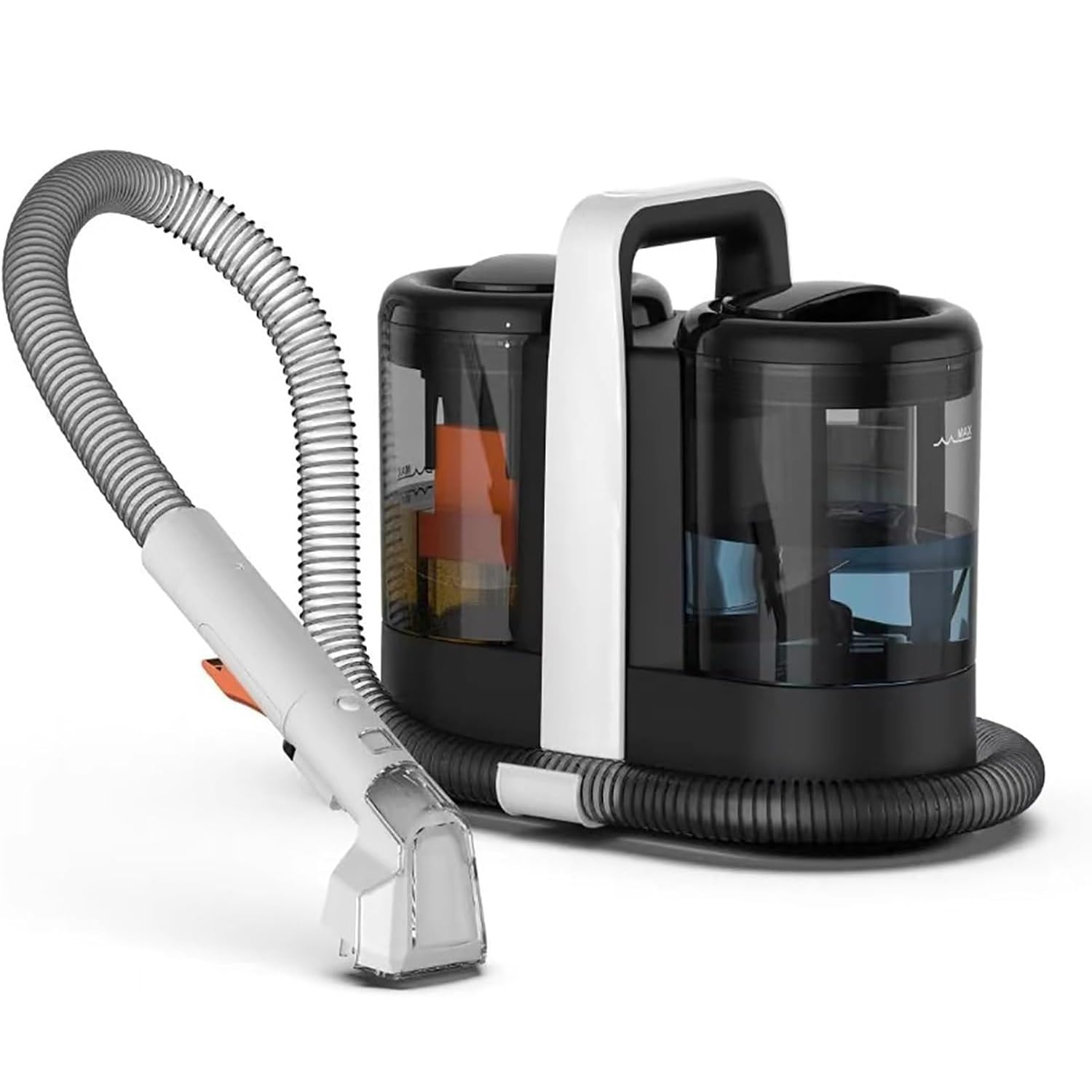 Limpiador de manchas para alfombras de 600 W, limpiador de vapor portátil de 15 kPa, quitamanchas para sofás, alfombras, asientos de coche, dormitorios y salas de estar, con doble depósito de agua.