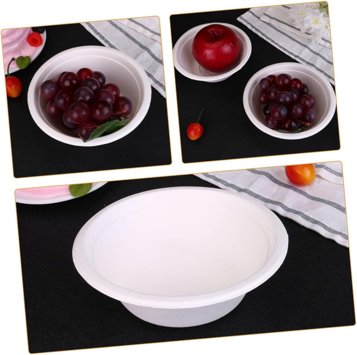 GARVALON 100pcs Bowls Food Packaging for Soup Salad and Snacks for Parties Camping and Catering