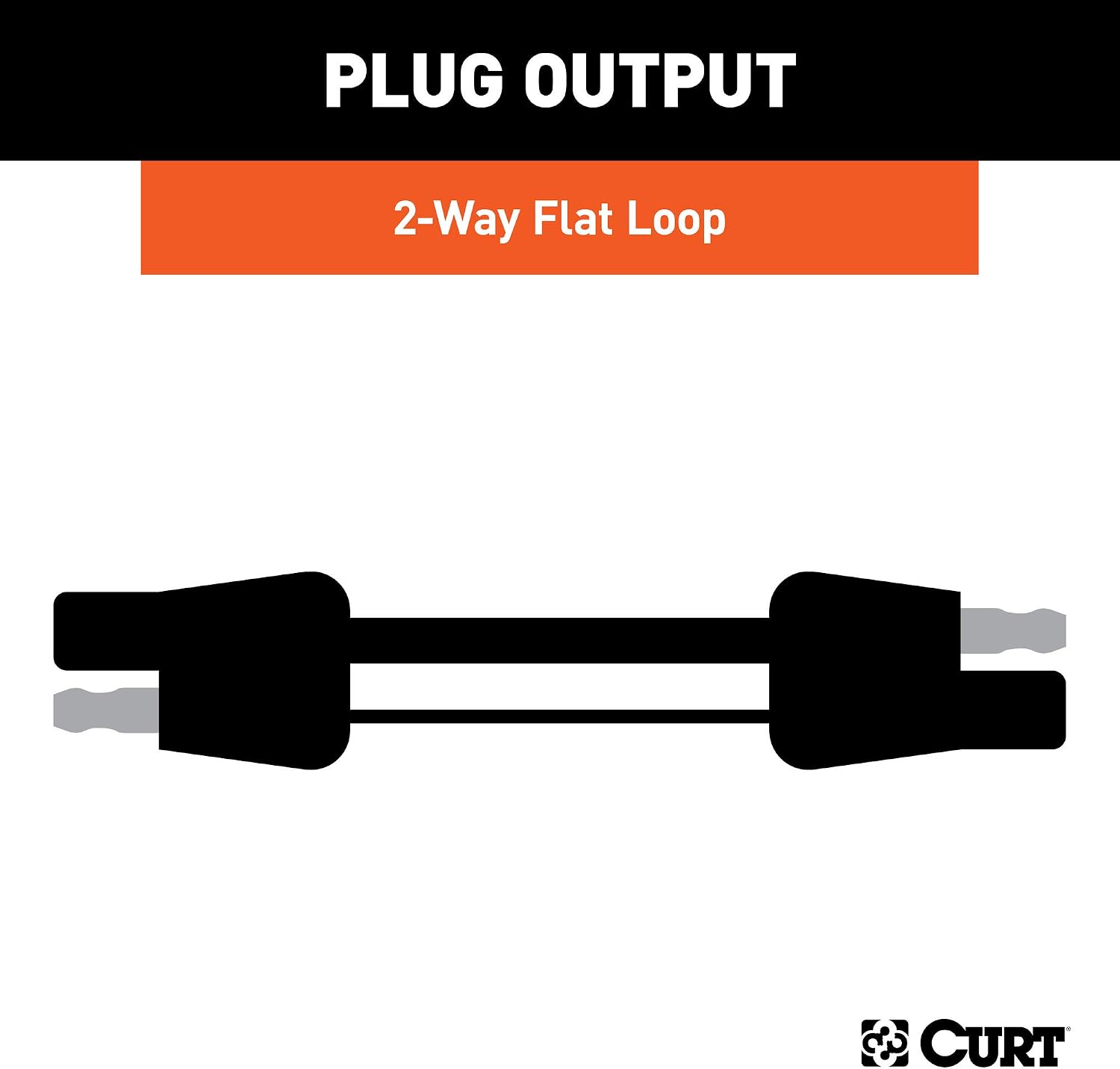 CURT 58020 2-Pin Flat Wiring Harness with 12-Inch Wires