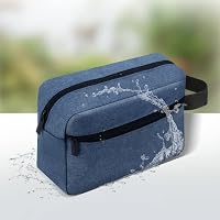 Borsa da toilette da uomo, portatile da viaggio, impermeabile, palestra, da barba e doccia, borsa da bagno, organizer per cosmetici, da toeletta, con manico, per uomini e donne, Nero , 3