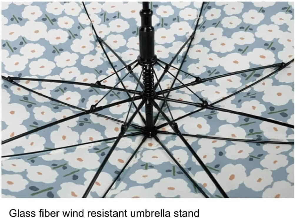 Umbrellas for Rain Umbrella Classic Floral Stick Umbrella Windproof Auto Open Hook Handle J Cane Umbrella Rain and Sun Travel Umbrella(A)