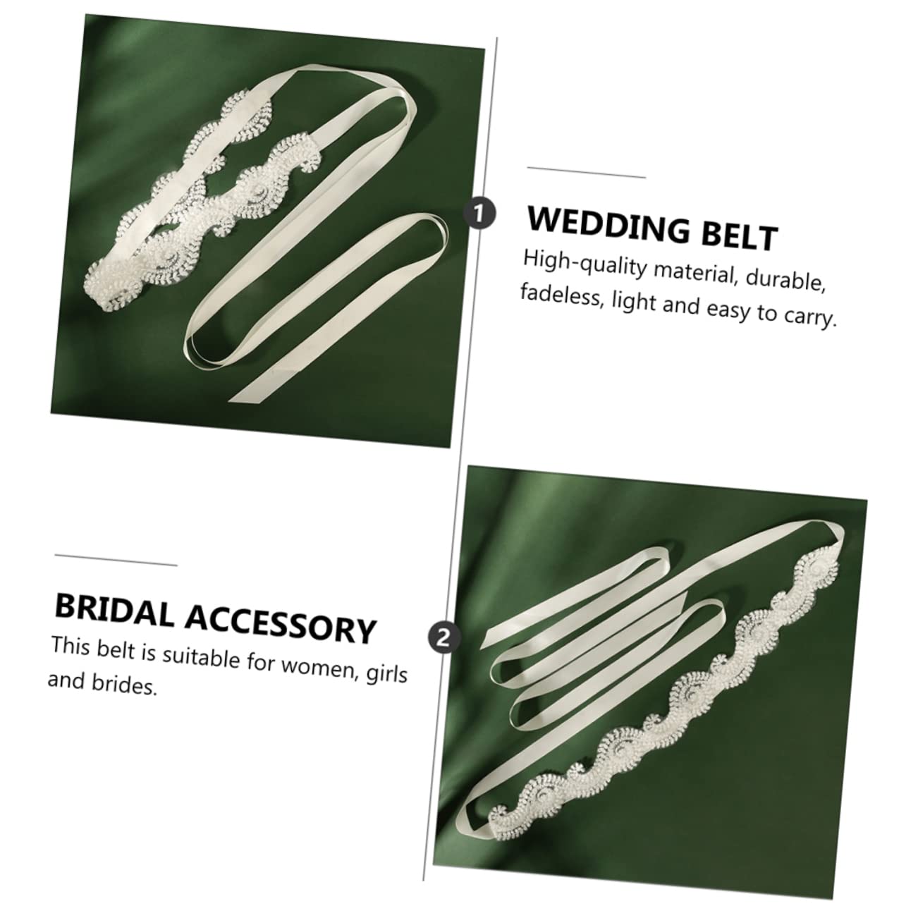 GALPADA 2 Stücke Taille Dekor Zubehör Gürtel Tuch Blume Spitze Schärpe Weiß Mit Brautjungfer Gürtel Band Damen Kleid Für Handgefertigte Schärpen Prom Kreative Satin