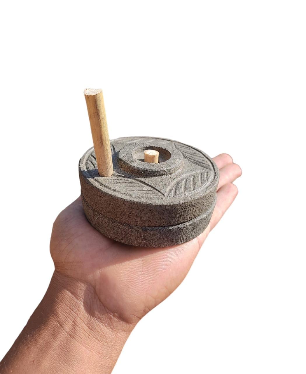 Grinding Stone Chakki (Miniature) Showpiece, Kids Toy, Made with Original Besalt Stone, Use for Home, Kitchen, Office Showpiece & Pooja Purpouse.
