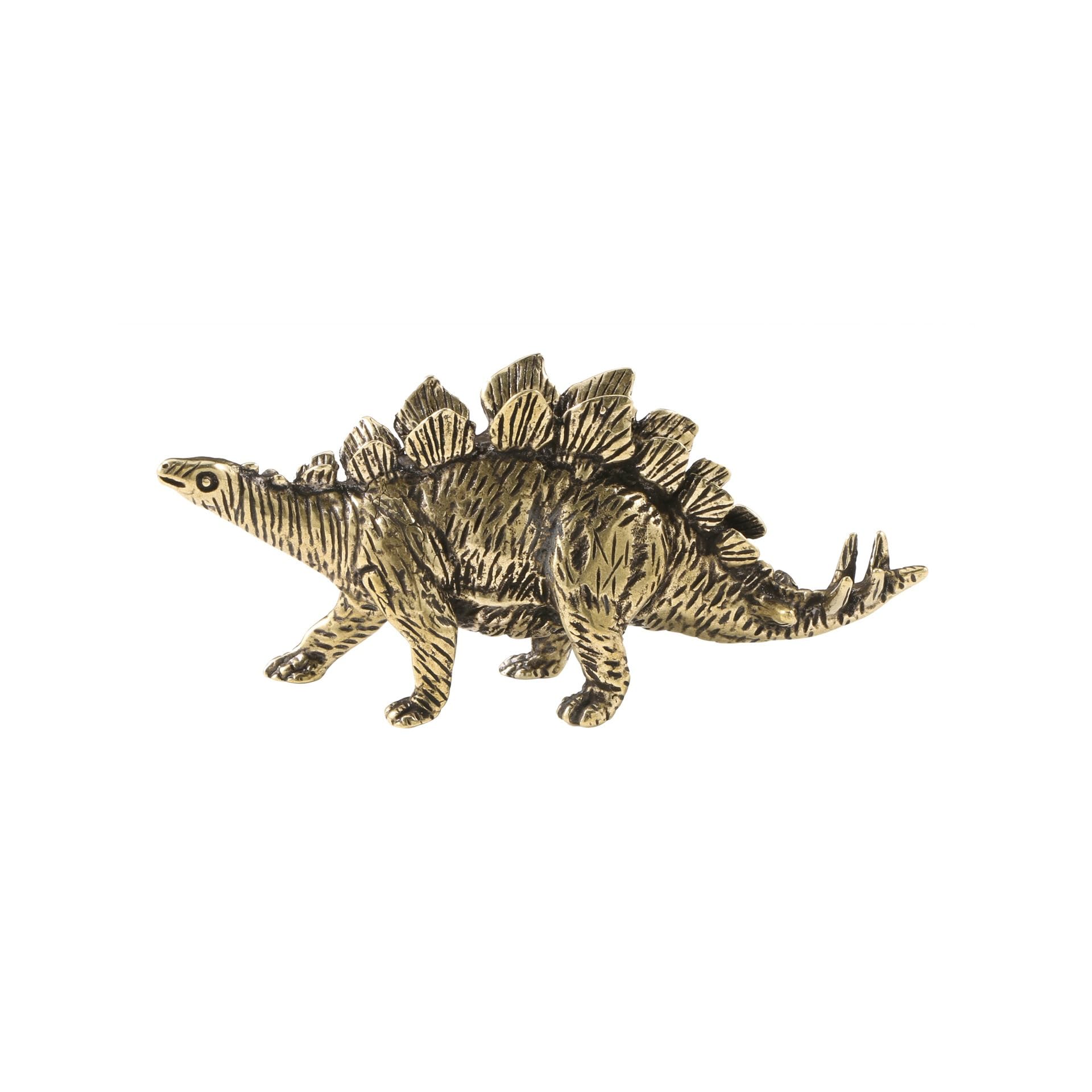 NGDFGR Realistic Brass Stegosaurus Statue,Metal Jurassic Herbivorous Dinosaur Sculpture Model-Ideal For Bookshelves Study Rooms Sand Table Bonsai Micro Landscape Decor