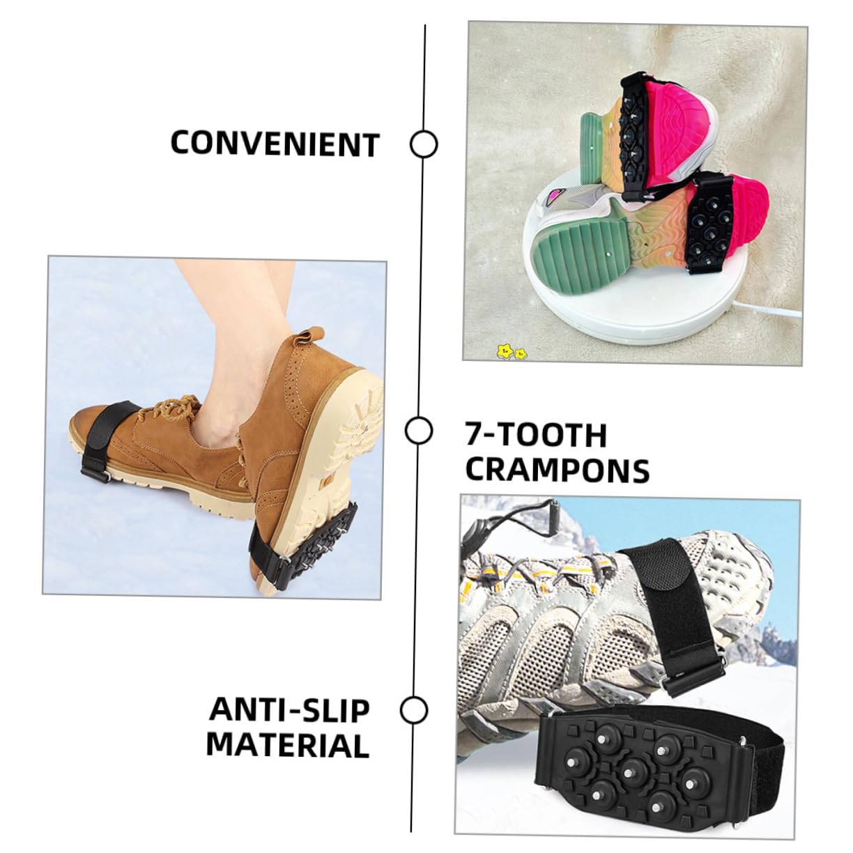 YARNOW copriscarpe per ramponi dito del piede pesca sul ghiaccio pinza nevicare scarpe x camminata scarpe camminata copriscarpe da alpinismo pinze per scarpe antiscivolo Black