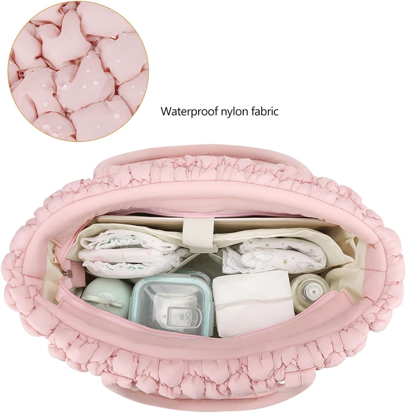 Water Proofing Nylon Diaper Bag Organiser Case Feature Large Capacity and Stylish Handle Strap for Mom Travel