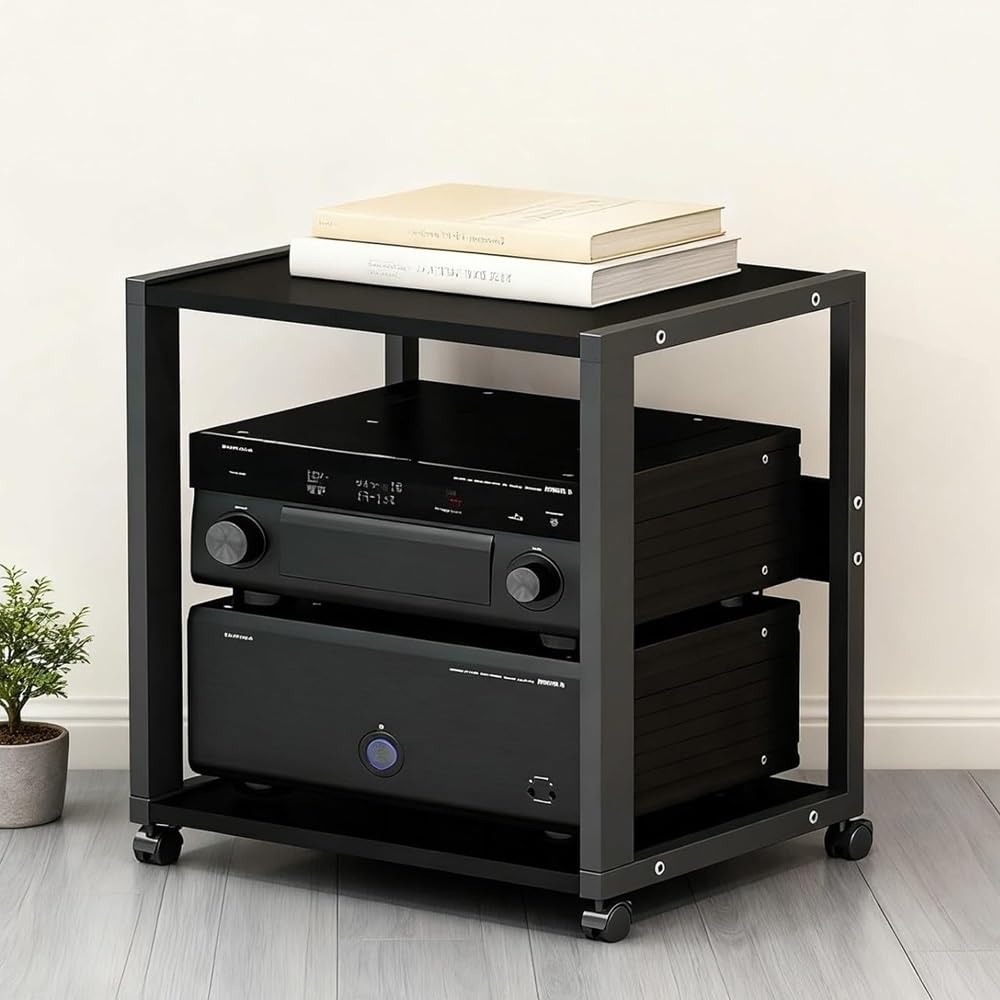 KLerDH Media Racks, Audio Rack 3-Tier Hifi AV Media Stand With Wheels Audio-Video(2 Tier)