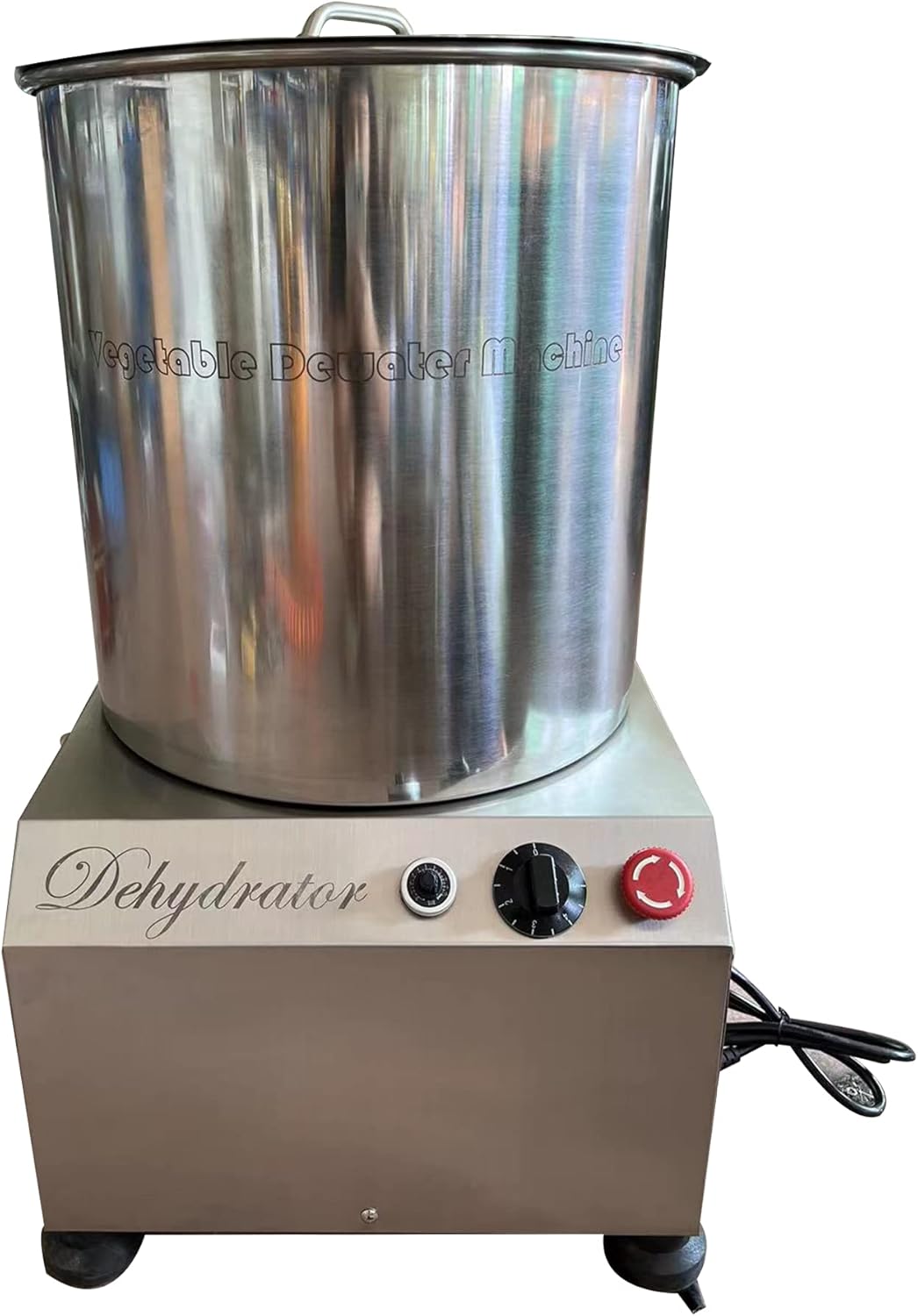 Commercial Centrifugal Salad Fruit Leafy Vegetable Basket Dehydrator Drying Dewatering Machine, Power 750W Capacity 20L Ajustable Speed 900-1200 RPM