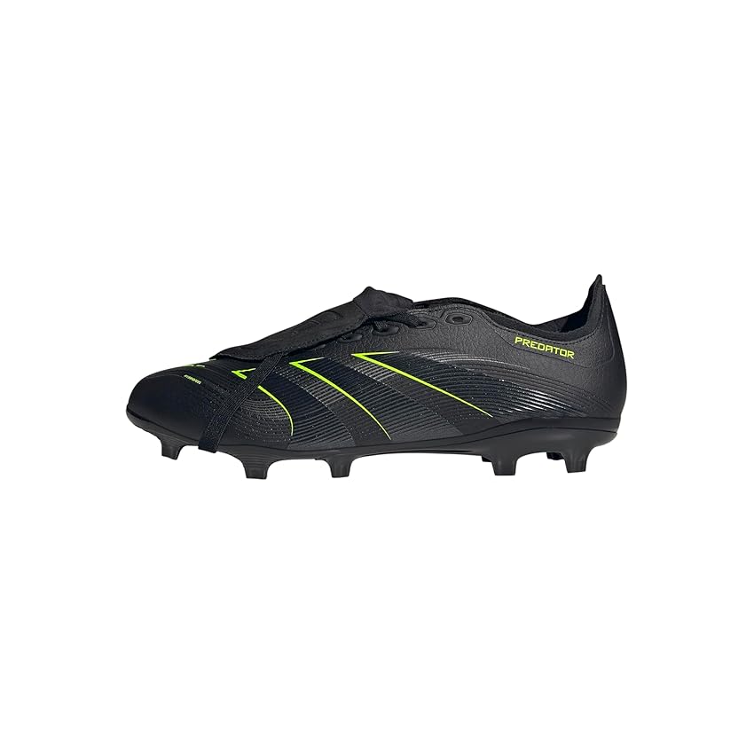 adidas Predator League Fold-Over Tongue Firm Multi Ground Football Boots, Scarpe da Calcio Unisex-Adulto, Core Black/Carbon/Lucid Lemon, 36 EU