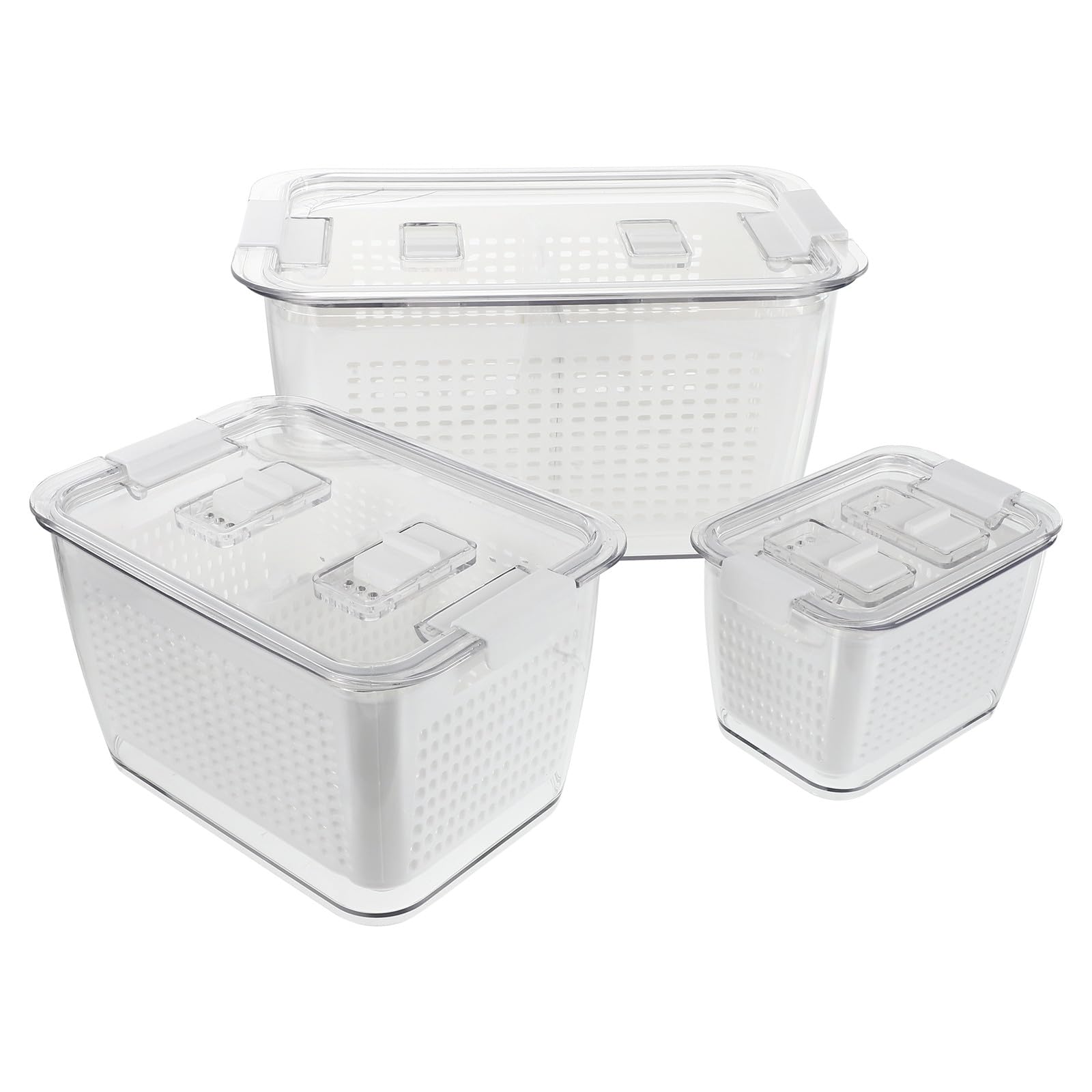 Gadpiparty Multifunktionale Frischebox mit Abtropfkorb und Deckel für Obst und Gemüse in Küche Luftdichte Aufbewahrungsbox aus Pet Pp und Abs für Zuhause