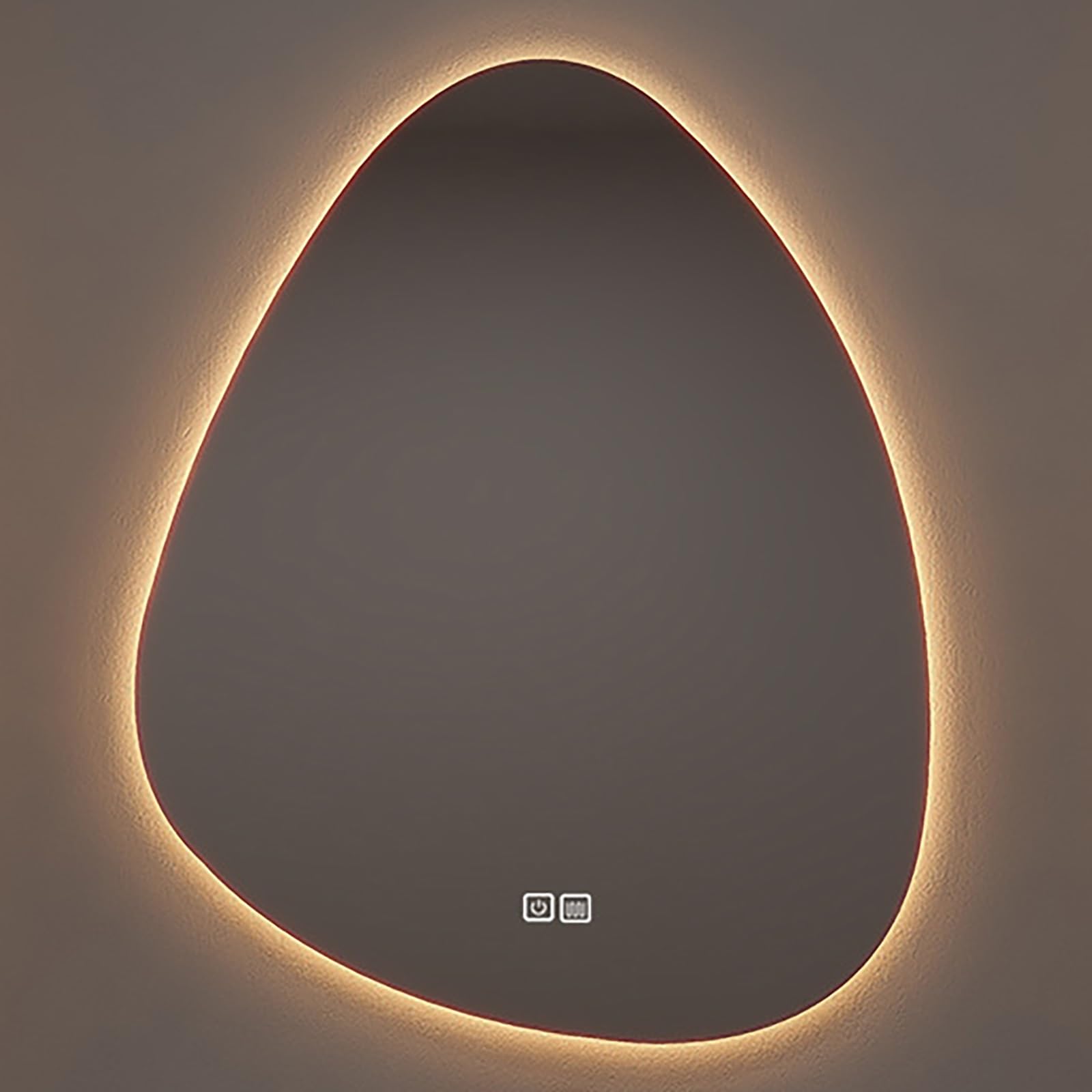 FGXHHS Smart LED Asymmetrical Teardrop Irregular Decorative Vanity Mirror with Anti-Fog & 3 Colour Lighting Modes, 50x70cm Wall Mounted for Makeup Home Decor