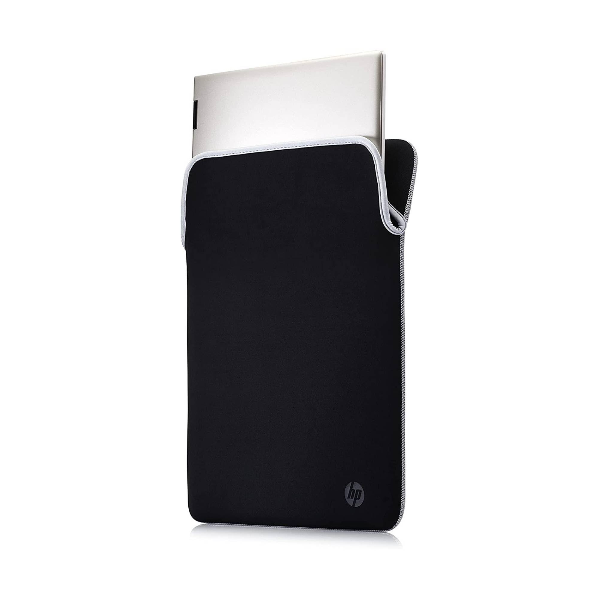 HP Custodia Protettiva Reversibile per Laptop Portatili fino a 15,6 Pollici, Profilo Sottile e Senza Cerniera, Tessuto in Neoprene Disinfettabile e Lavabile in Lavatrice, Colore Nero/Argento