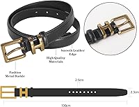 Vista 370 de Cinturón de cuero clásico con hebilla de metal para mujer con vestido de jeans Aah-negro-clásico