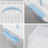 Vista 5 de Gloreen Contenedores de almacenamiento transparentes de 6 cuartos de galón con tapa y mango azul, caja de almacenamiento de plástico multiusos, 2