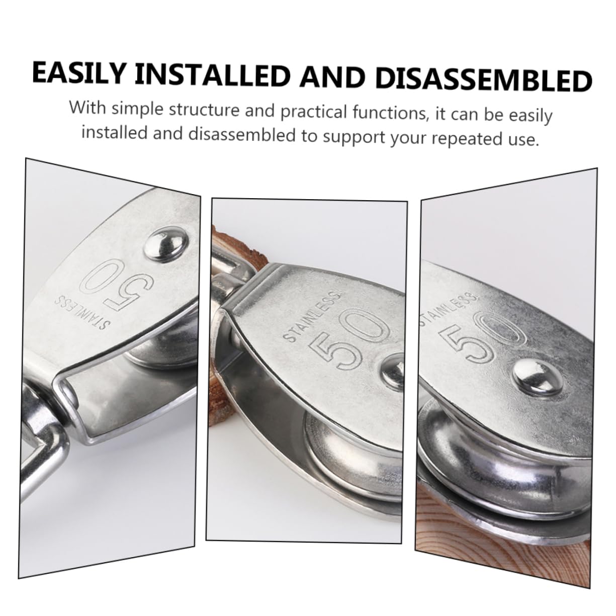Stainless Steel Bearing Pulley 2pcs Fixed Lifting Rope Sheave