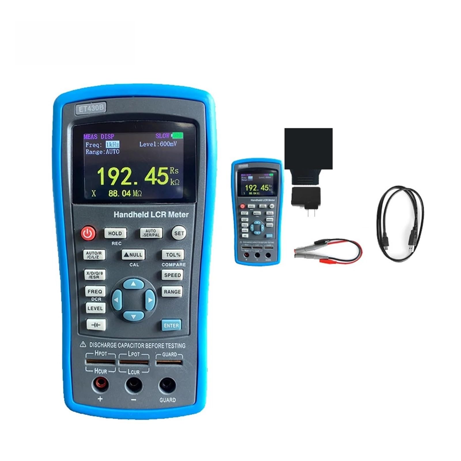 Medidor LCR, Probador de resistencia inductancia y capacitancia puente digital LCR portátil Medidor profesional(LCR Kelvin Test Clip)