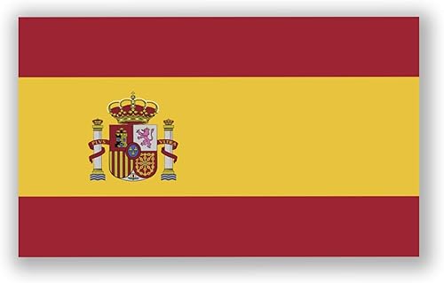 Paquete de 2 calcomanías de bandera de España | 5 x 3 pulgadas | Vinilo de alta calidad | PD538