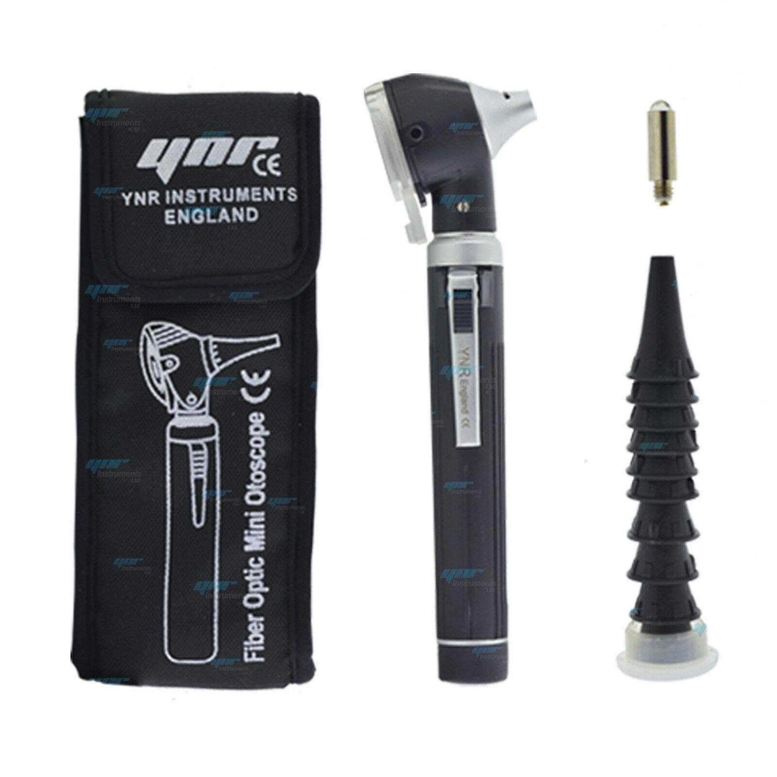 YNR Mini otoscope de diagnostic grossissant – Lumière directe à DEL, extracteur de cérumen, outil sain pour les oreilles, médecins, infirmières, adultes, enfants, bébés et animaux âgés | (Noir)
