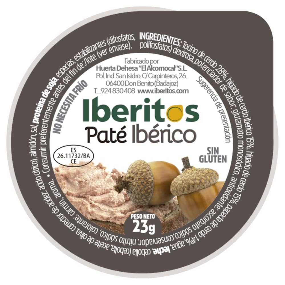 Iberitos Paté Ibérico Monodosis 18x23g | Paté Ibérico Individual para Desayunos y Aperitivos | Formato Hostelería Bar Cafetería Catering