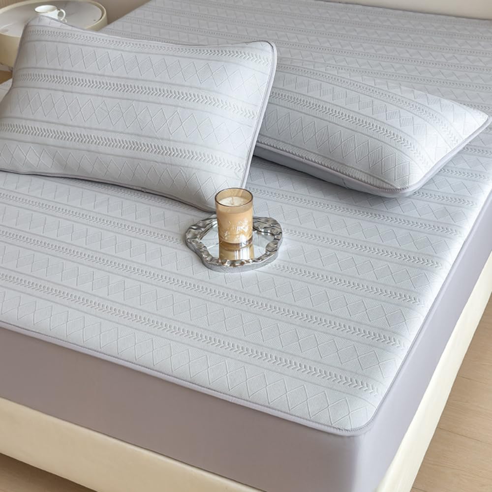 Protège-Matelas Drap-Housse Élastique De Qualité Hôtelière Housse De Matelas Respirante Et Douce pour Peau avec Poches Profondes pour Lits, Lavable en Machine-Yellow||150 * 200cm(Mattress Cover Only)