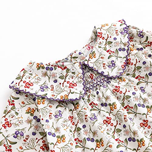 Simplee kids Baby Girl Smocked Dress Casual Long Sleeve Dresses Floral Print Sundress Princess Dress for Toddler4