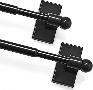Deconovo Adjustable No‑Drill Curtain Rods 2 Pack, Magnetic Rods 16-28 Inch, Strong Grip for