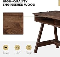 Vista 8 de Tangkula Escritorio de mediados de siglo con cubos de almacenamiento y compartimento oculto, escritorio de computadora, mesa de tocador