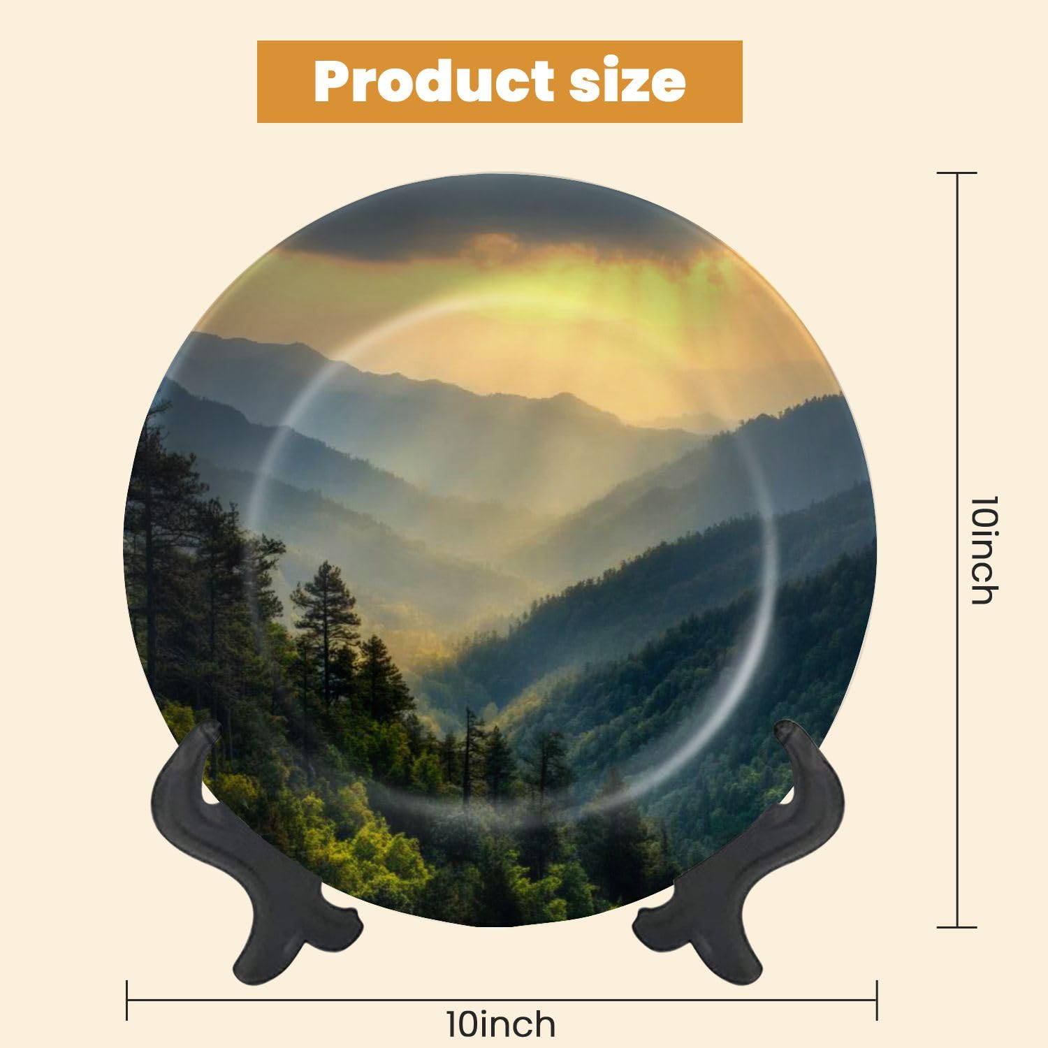 Decorative Plates for Display Sunset Morton s Overlook Great Smoky Mountains National Pa Gift Plates Ceramic Collections Plates Hanging Artwork for Living Dining Room Kitchen Souvenir