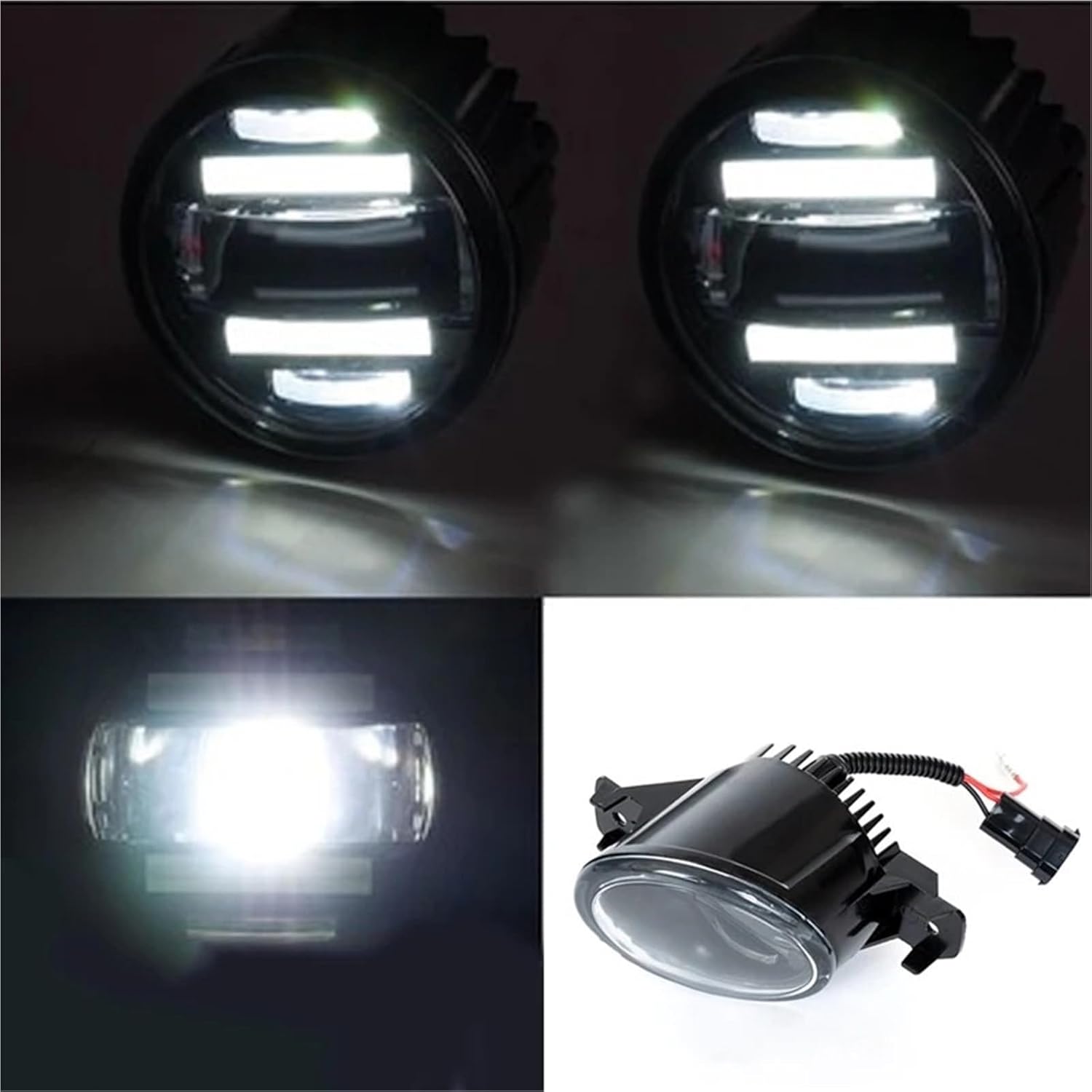 1 Pair Car Front Bumper Fog Light Assembly LED Daytime Running Lamp Compatible with Infiniti G37 M45 JX35 QX60 M35 DRL H11 12V