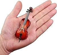 Vista 2 de Dselvgvu Wooden Miniature Cello with Stand, Bow and Case Mini Musical Instrument Cello Replica Collectible Figurines Dollhouse Accessories