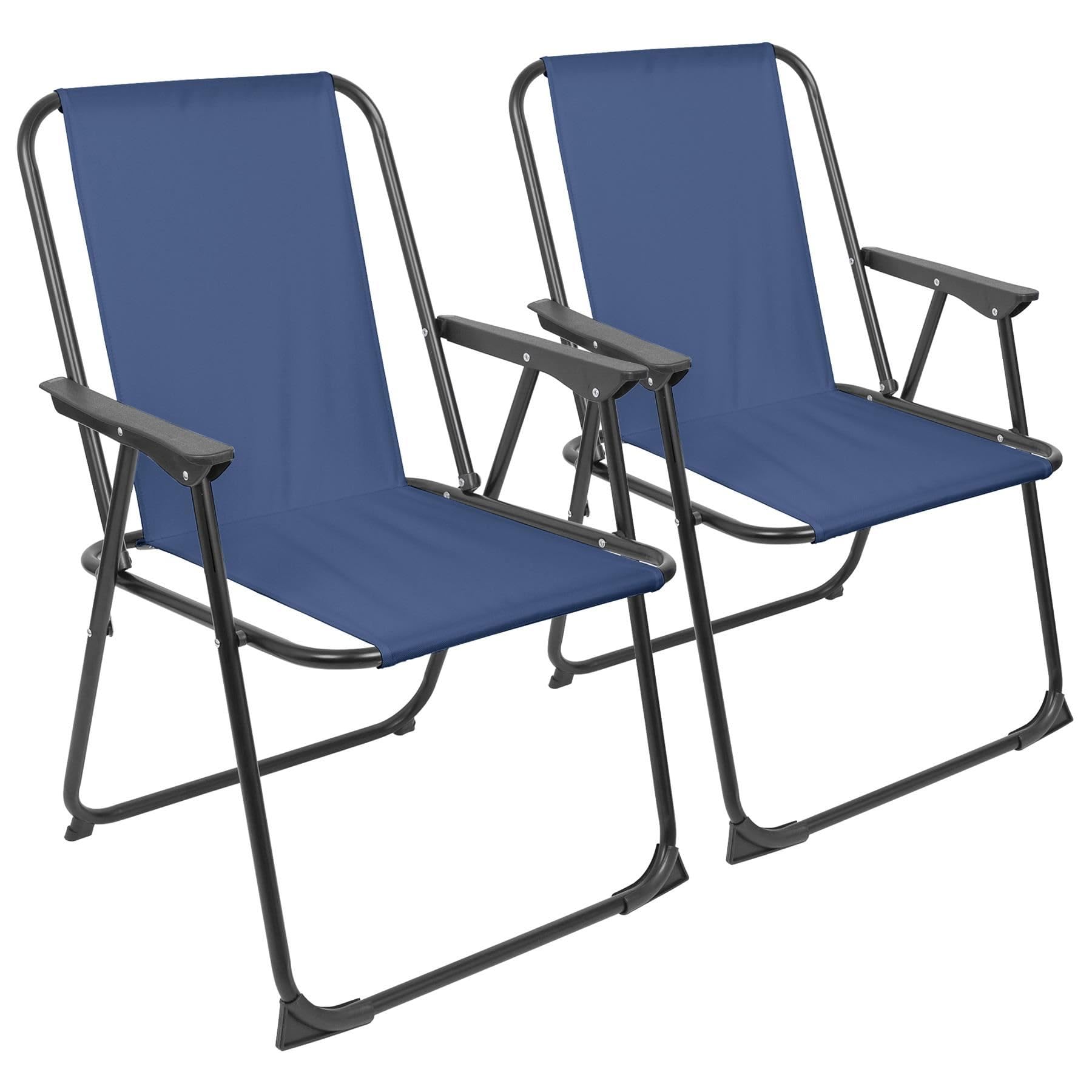 Harbour Housewares Folding Beach Chairs - Navy - Pack of 2 - Metal Outdoor Patio Seat Lightweight Portable Deck Chair for Picnic, Garden, Camping, Fishing — image 1