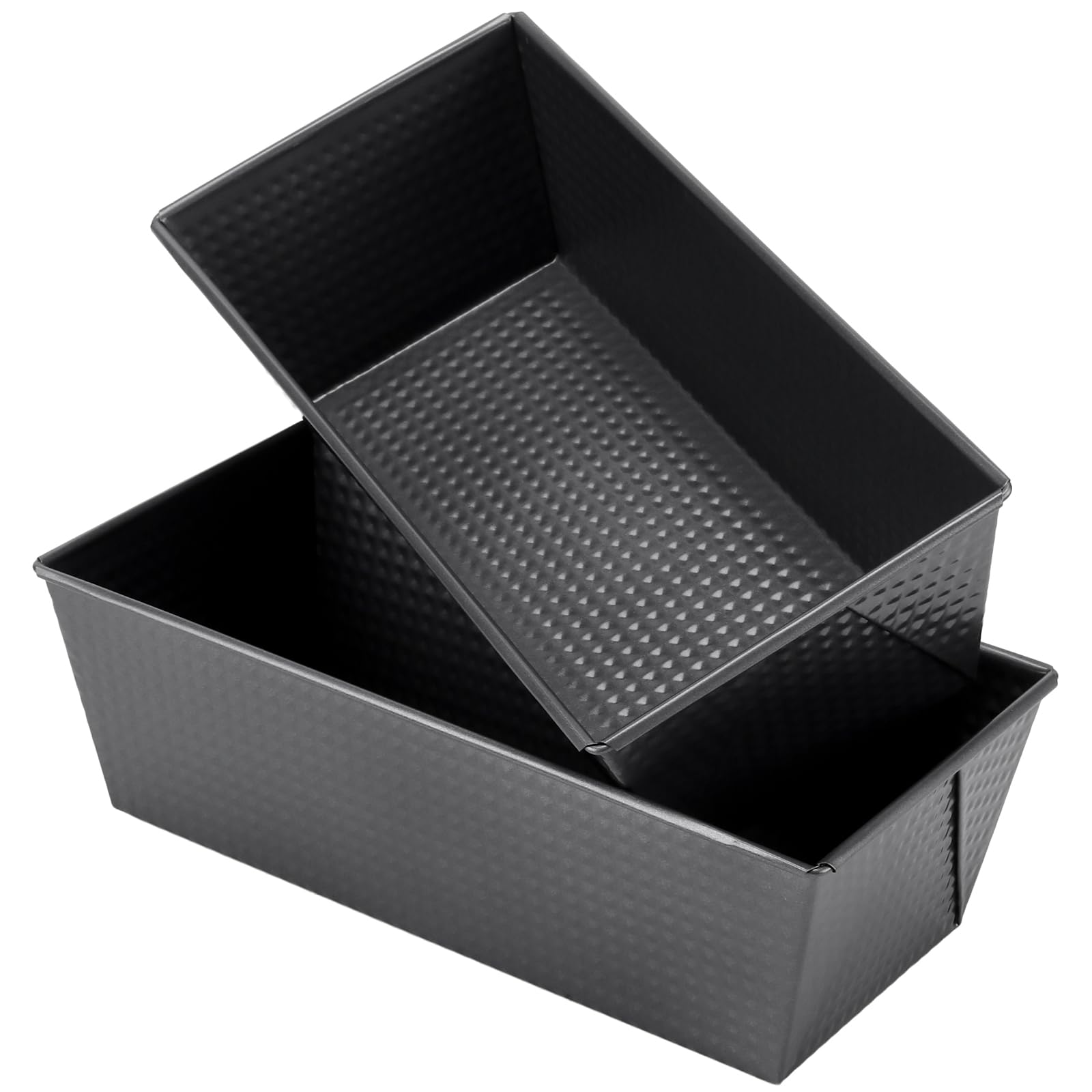 KOHAND 2 Pack Loaf Tins, 4 Lb Non Stick Bread Baking Tin, 30.5 x 15 x 10cm Carbon Steel Bread Pan for Baking Banana Breads, Loaves and Cakes, Easy to Clean, Black