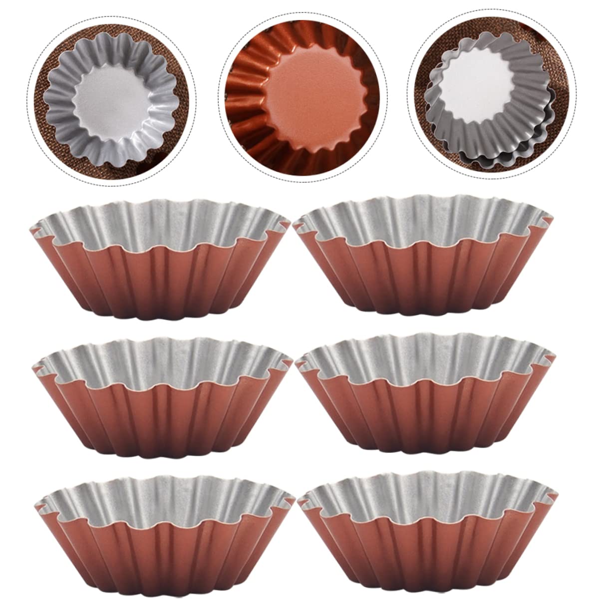 Alipis Piezas Molde Redondo Para Tarta De Huevo Moldes Para Tartas Lavables Suministro Para Hornear Molde Para Hornear Multifunción Molde De Gelatina Pudín Acero De Alto Carbono Brown