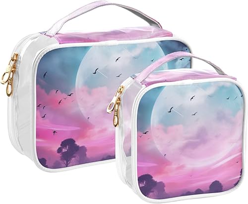 Miniatura 2 de Halloween Moon Bats Clear Toiletry Bag for Traveling,2 Pack Makeup Cosmetic Bag with Zipper,Travel Bag for Toiletries,Travel Essentials 21214441