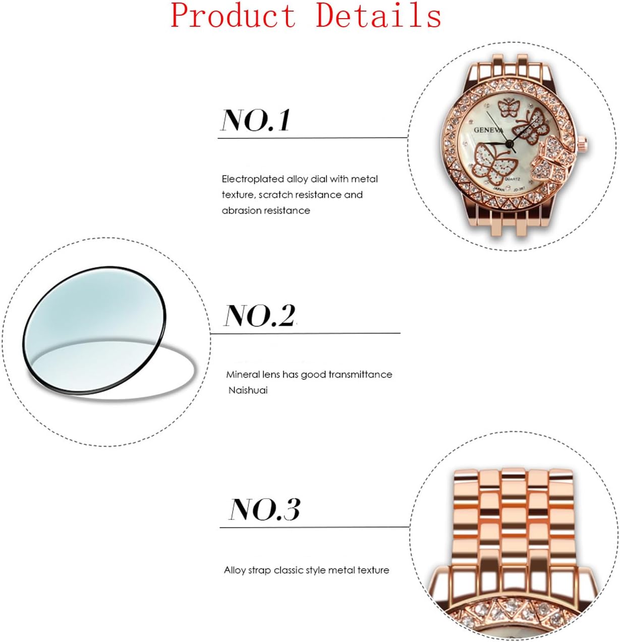 CdyBox 3Pack Ladies Steel Band Watch Butterfly Rhinestone Womoen Wrist Watch Quartz Dress Watches Wholesale - Image 4