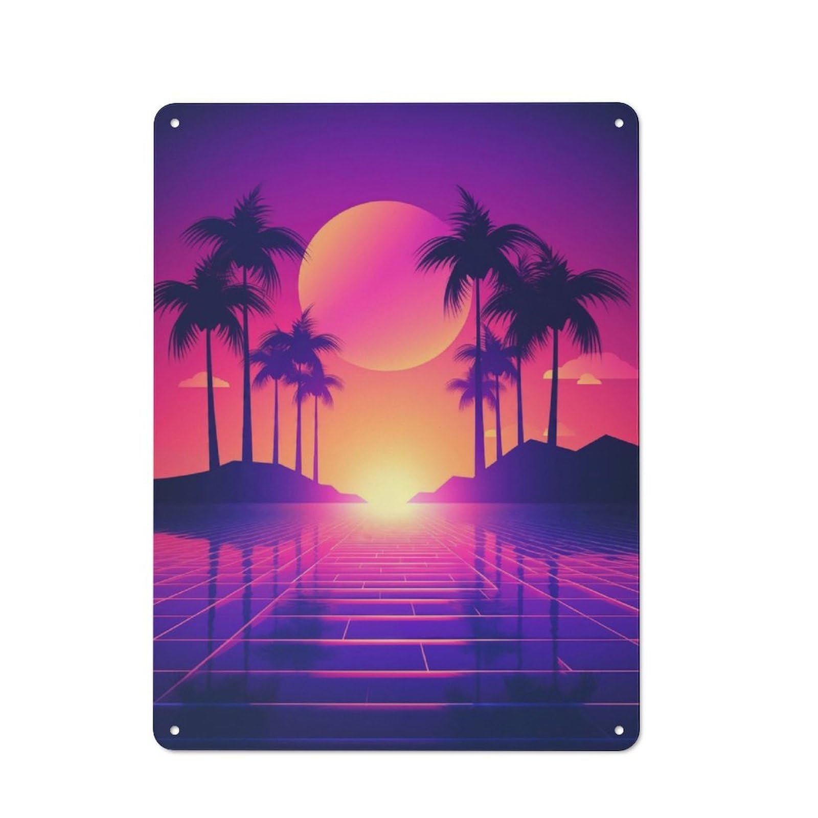 Junmoney Beautiful Synthwave Vision Vintage Tin Sign 40X30cm With For Hallway Wall, Suited To New Home Decorators, For Retro Home Interiors