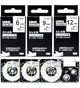 Amazon | AKEN カシオ ネームランド テープ 9mm 12mm 18mm 白地 黒文字