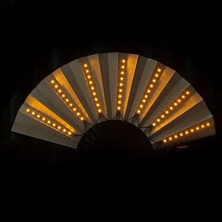 LED Folding Fan Large Folding Fan Nylon Cloth Handheld Folding Fan Festival Dance Fan Props for DJ Fluorescent Club Decoration 3322cm