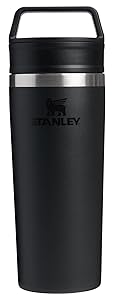 STANLEY Cafe To Go Travel Mug 16 oz | Leakproof Two-Part Drink Through Lid | Tumbler Cup for Coffee, Tea and Drinks | Insulated Stainless Steel Coffee Mug | BPA-Free | Black 2.0