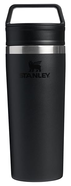 STANLEY Cafe To Go Travel Mug 16 oz | Leakproof Two-Part Drink Through Lid | Tumbler Cup for Coffee, Tea and Drinks | Insulated Stainless Steel Coffee Mug | BPA-Free | Black 2.0