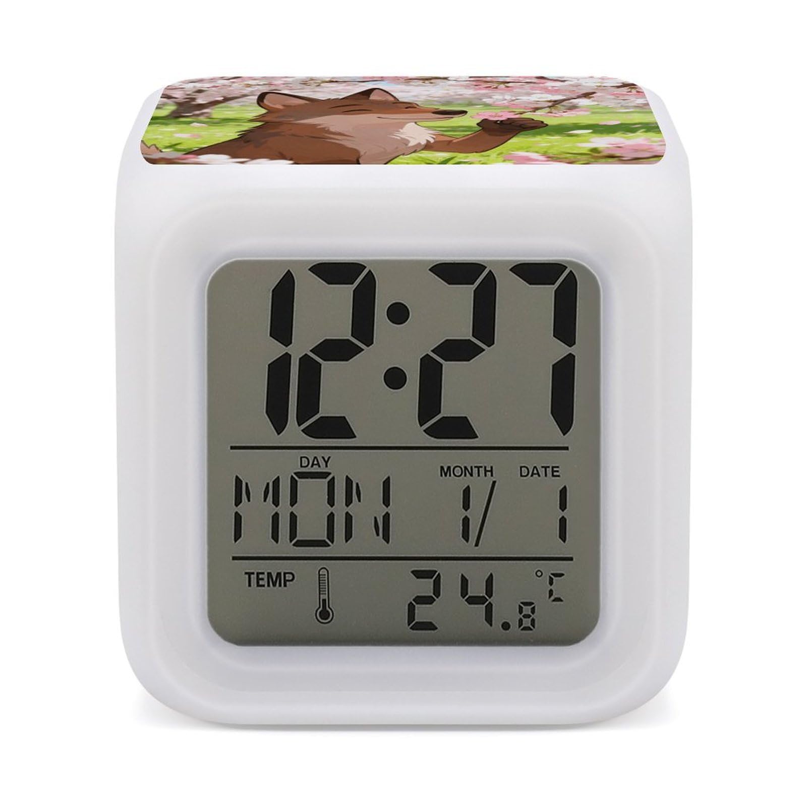 VstaDank A Gentle Sniff in The Cherry Breeze Alarm Clock Alarm Clock with 7 Color Changing Digital Clocks for Bedrooms Sleep Training Clocks with Large Display for Office Kitchen Living Room