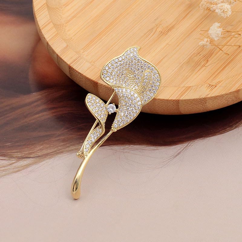 Image of Calla Lily Brooch for Women Girls Rhinestone Brooch Lapel Pin Flower Brooch Hat Pin Jewelry for Her