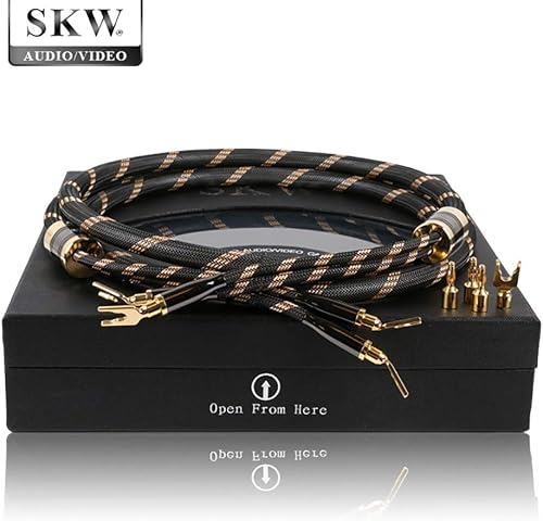 SKW Audiophile-Lautsprecherkabel  austauschbares Bananenstecker-Kabel  vergoldeter Stecker  Nylon-Geflecht  HiFi-QualitA tskabel 3 Schwarz  2er Pack 